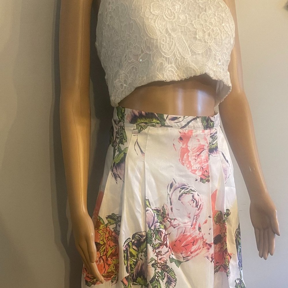 Beautiful Floral Two-Piece Prom Dress